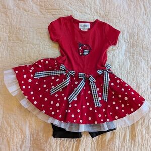 Toddler Spring Cottagecore Red Polkadot Lady Bug Dress